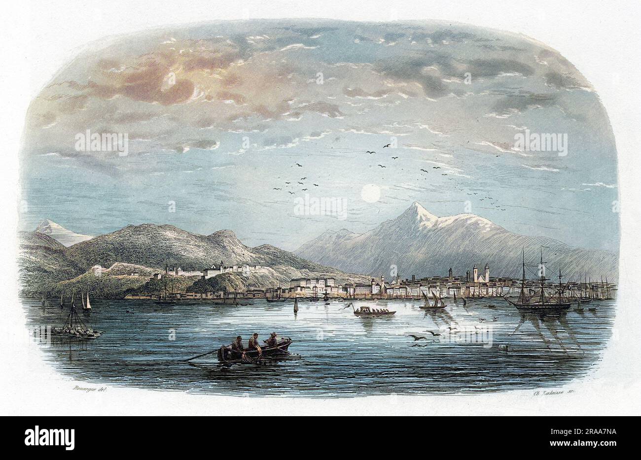 La ville vue de la mer. Date: Vers 1835 Banque D'Images
