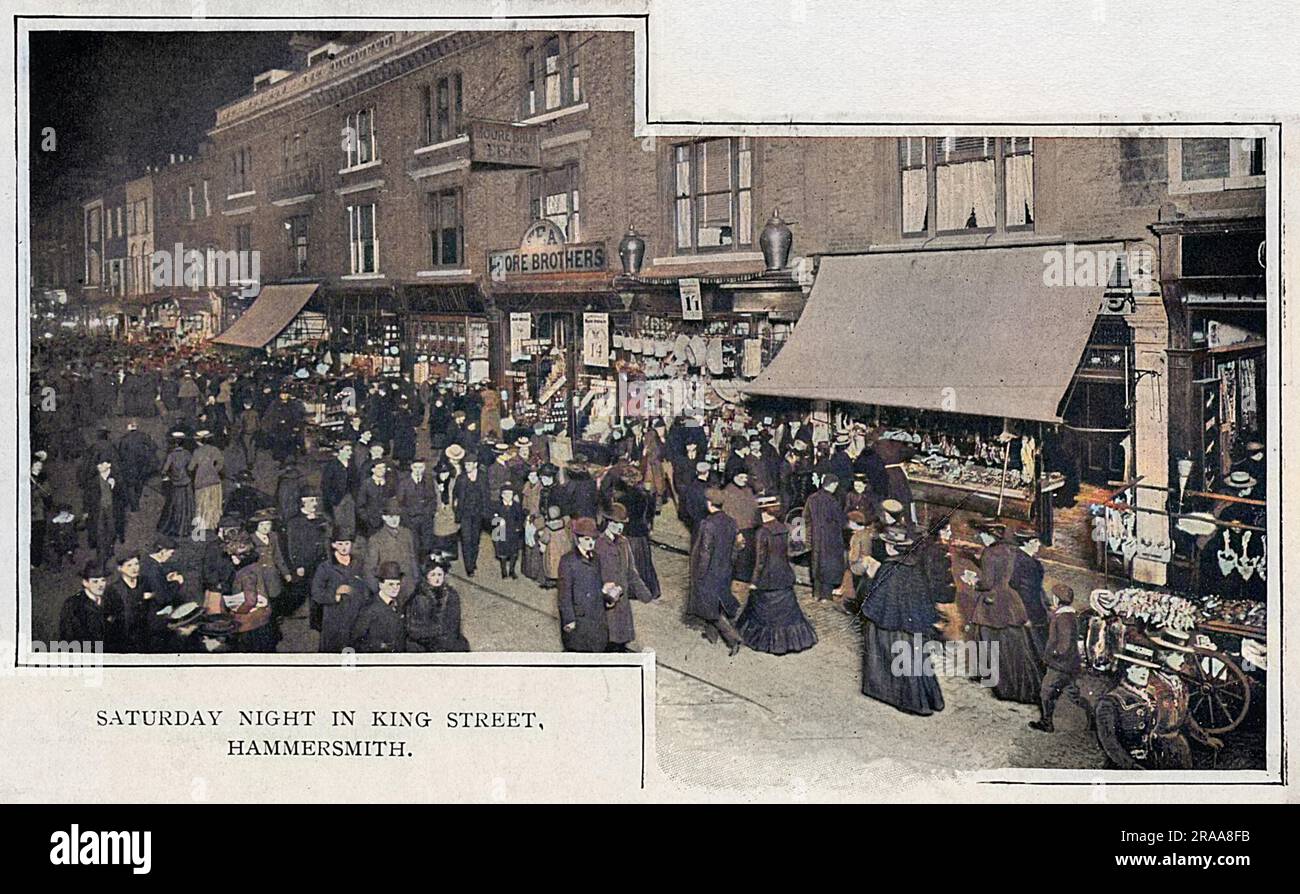 Samedi soir dans King Street. Date: 1900 Banque D'Images