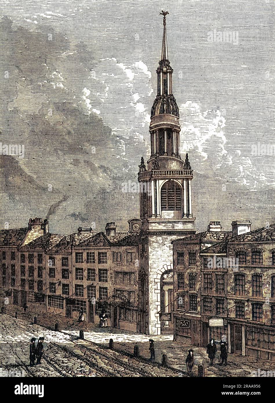 Église Bow, Cheapside, au XVIIIe siècle. Date: Vers 1750 Banque D'Images