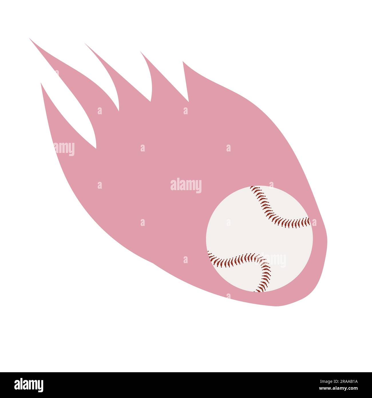 le baseball volant dans les flammes du feu dans un style plat Illustration de Vecteur
