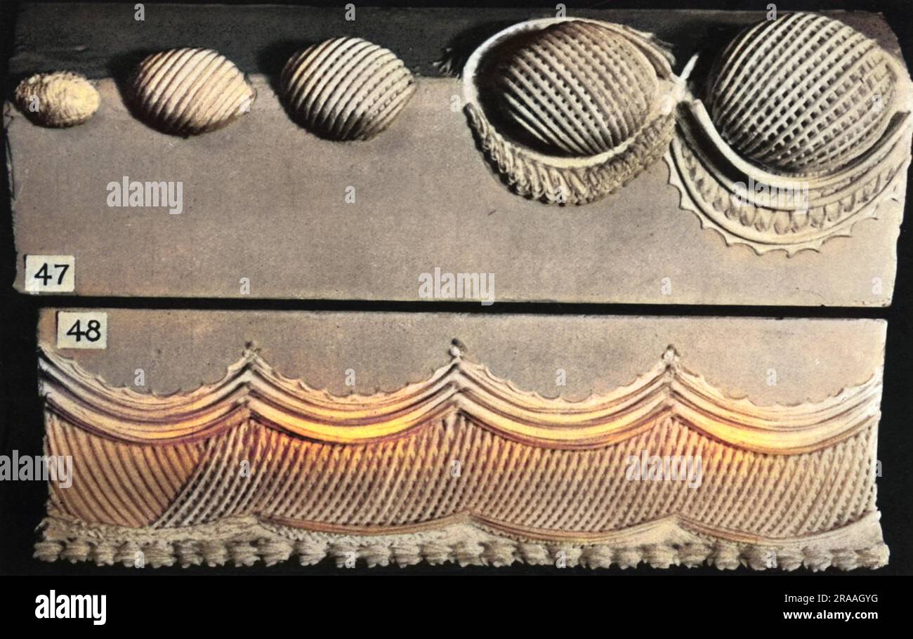 Motifs bordure à gâteau et volute latérale. (47) tuyauterie de treillis à coussin, (48) Bordure de base à treillis Date: 1936 Banque D'Images