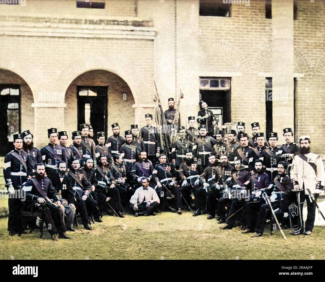 Hommes du régiment (britannique) 34th en Inde. Date: Vers 1890s Banque D'Images
