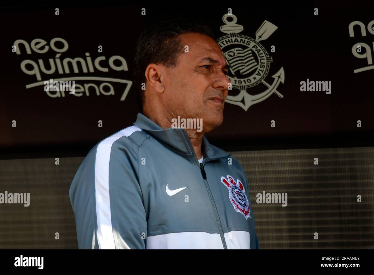 São Paulo (SP), 2nd juillet 2023 - Soccer/CORINTHIANS-RB BRAGANTINO - Wanderley Luxemburgo - match entre Corinthiens x Red Bull Bragantino, valable pour le treizième tour du Championnat brésilien, tenu à la Neo Quimica Arena, à l'est de São Paulo, ce dimanche matin 02. (Photo: Eduardo Carmim/Alamy Live News Banque D'Images