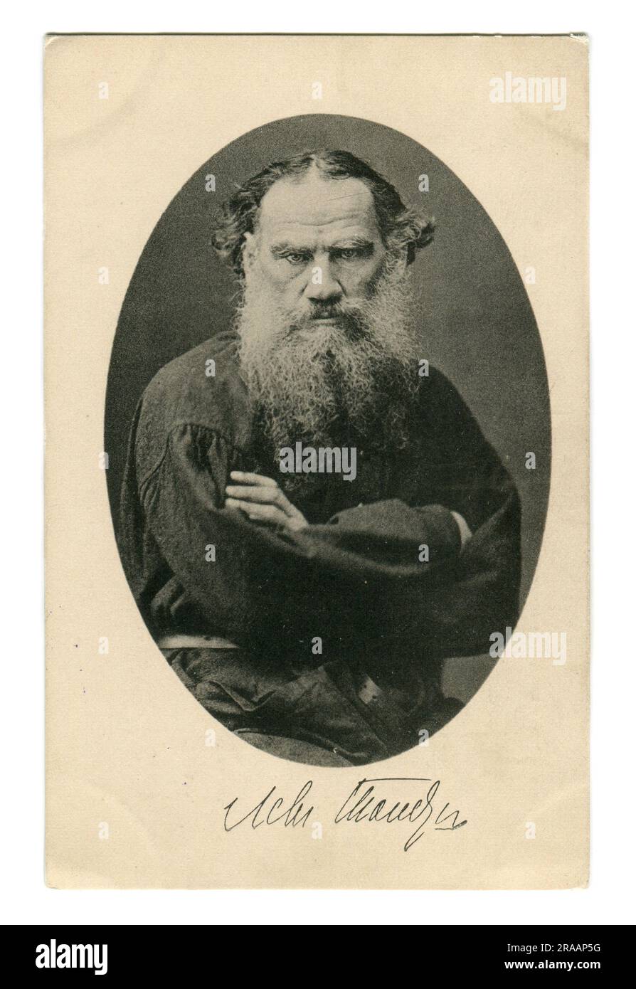 Lev Nikolayevich Tolstoy (russe: Лев Николаевич Толстой; 9 septembre [O.S. 28 août] 1828 – 20 novembre [O.S. 7 novembre] 1910), habituellement appelé Leo Tolstoï en anglais, était un écrivain russe. Carte postale ancienne de l'Empire russe, 1903. Banque D'Images