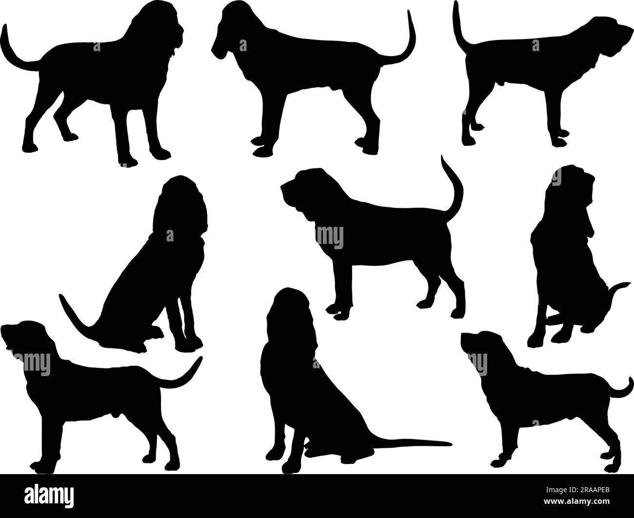 Ensemble de silhouette de chien de chien de chien de BloodDog Illustration de Vecteur