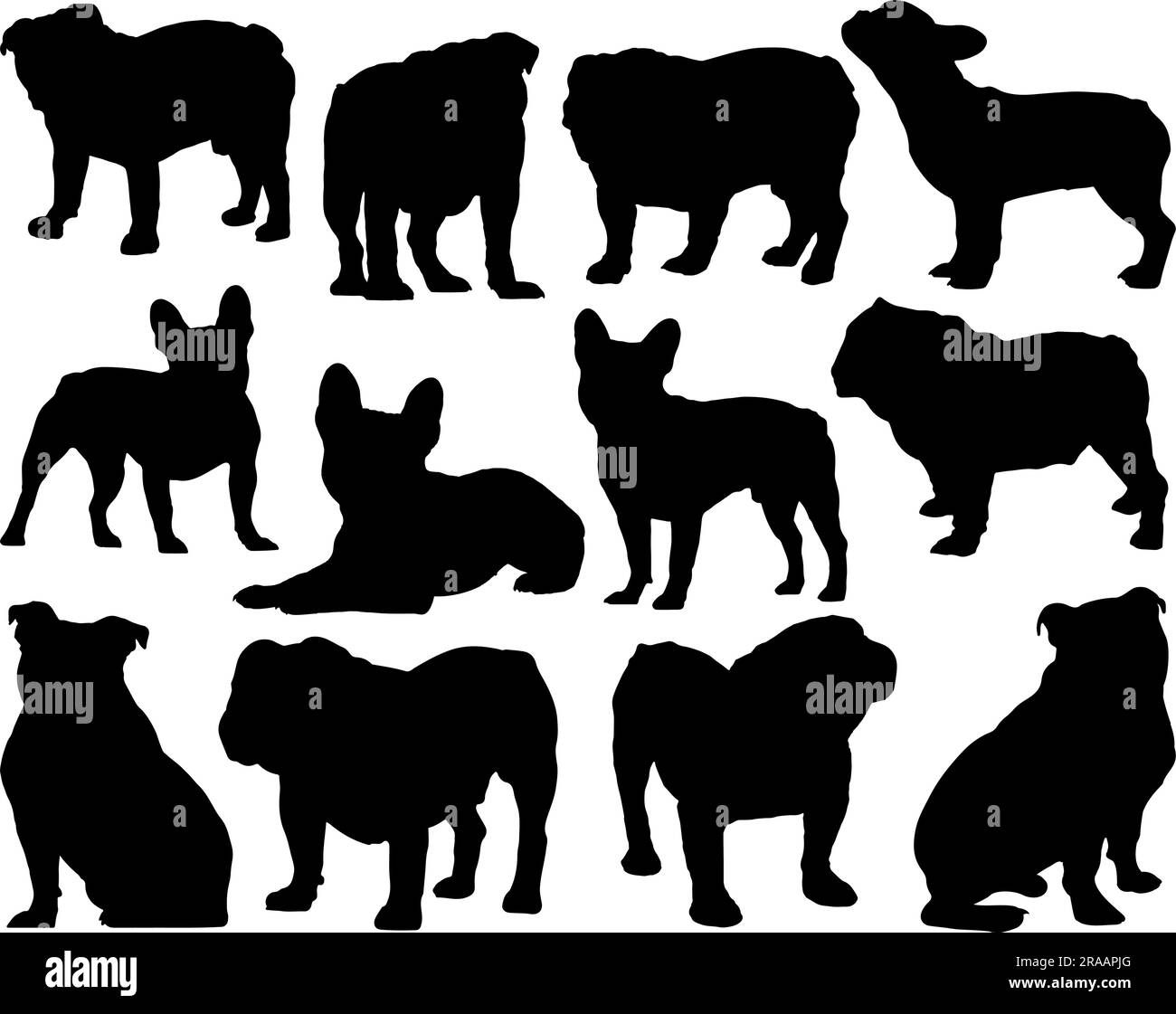 Ensemble de silhouettes Bulldog Illustration de Vecteur