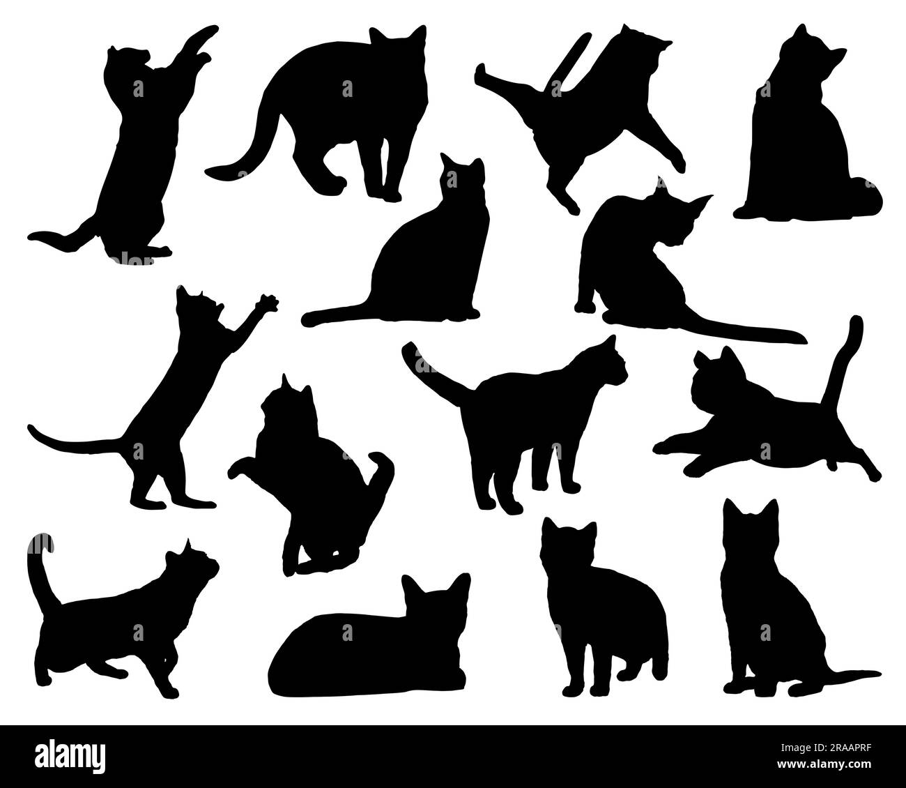 Ensemble de silhouette de chat Illustration de Vecteur
