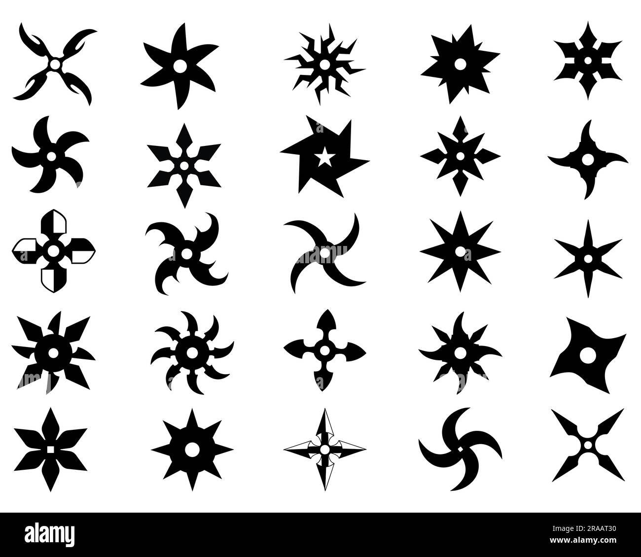 Ensemble de silhouette Ninja Star Illustration de Vecteur