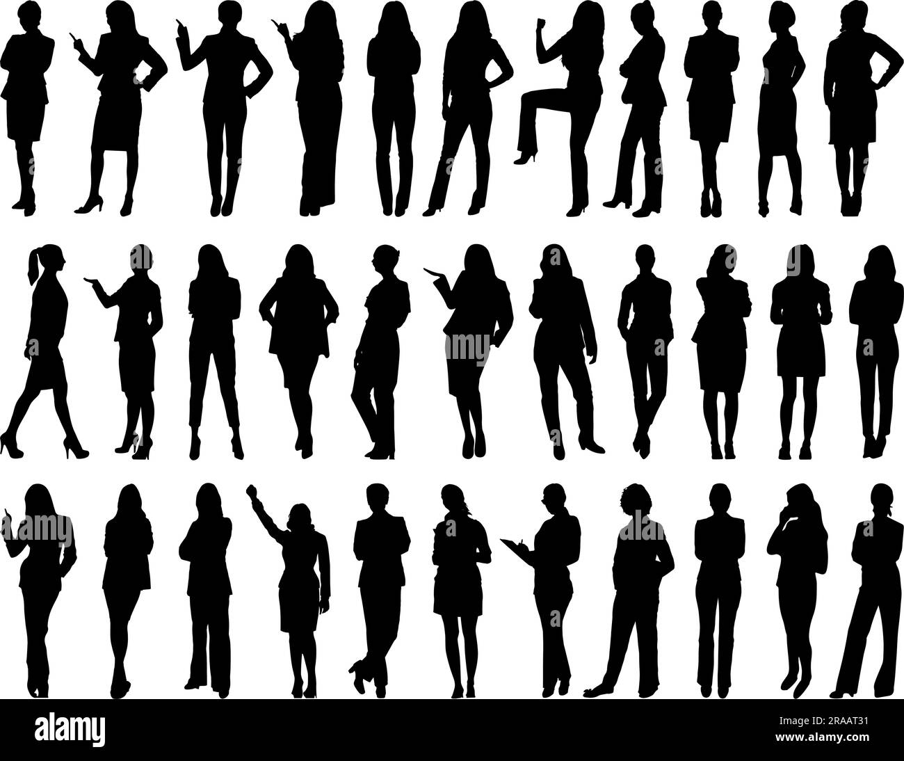 Ensemble de silhouette Business Women Illustration de Vecteur