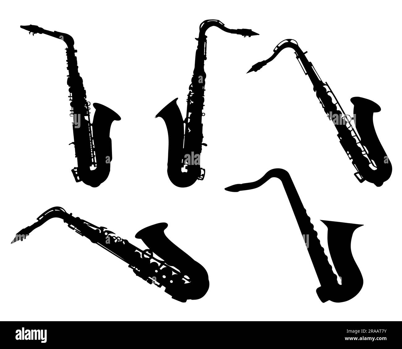 Ensemble de silhouette saxophone Illustration de Vecteur