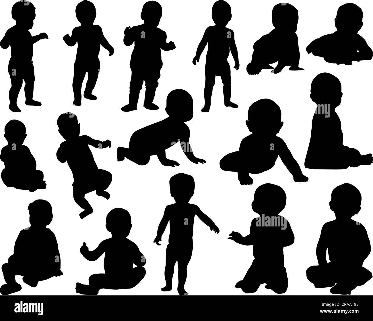 Ensemble de silhouette de bébé Illustration de Vecteur