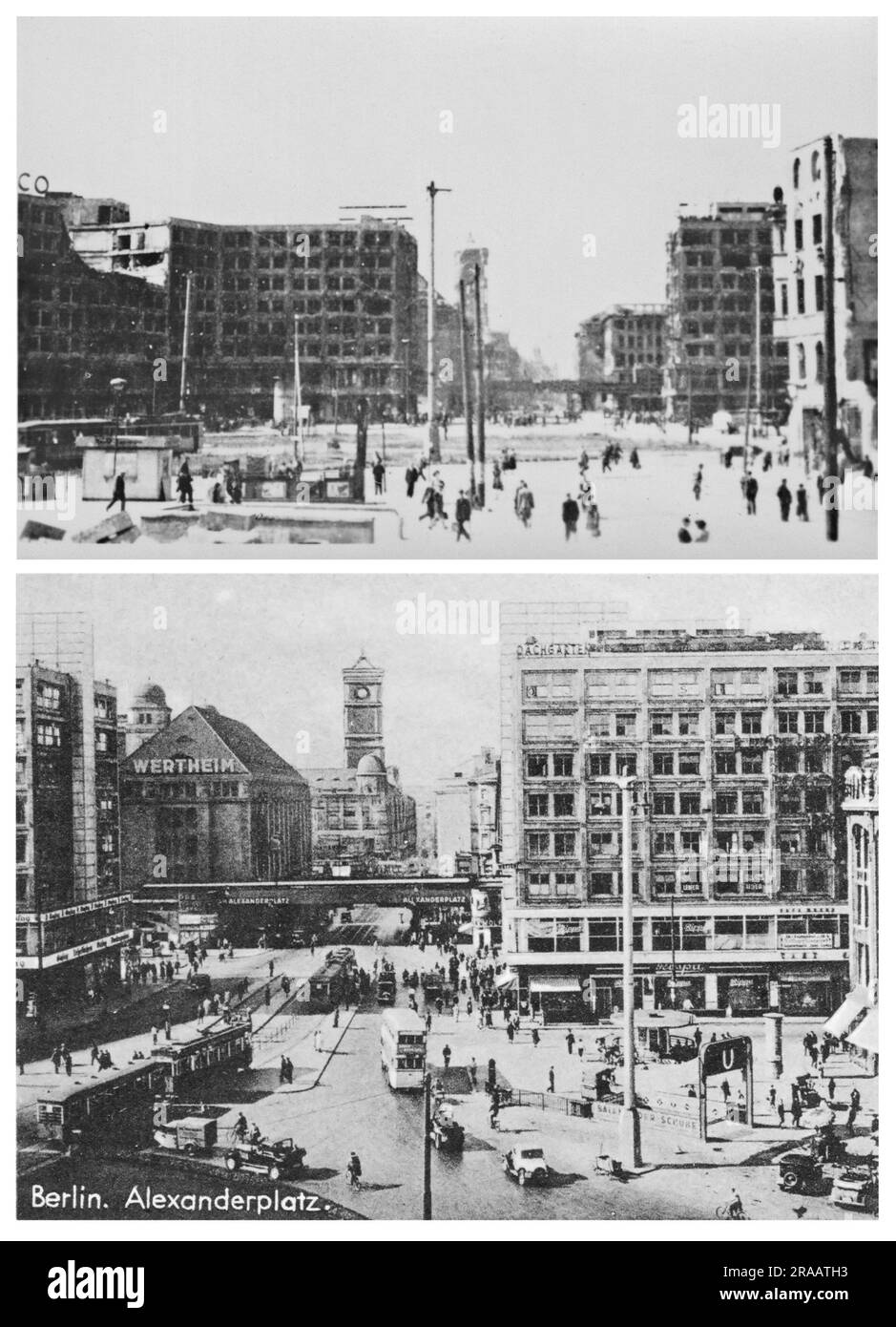 Alexanderplatz à Berlin 1930s et après WW2 1945 Banque D'Images