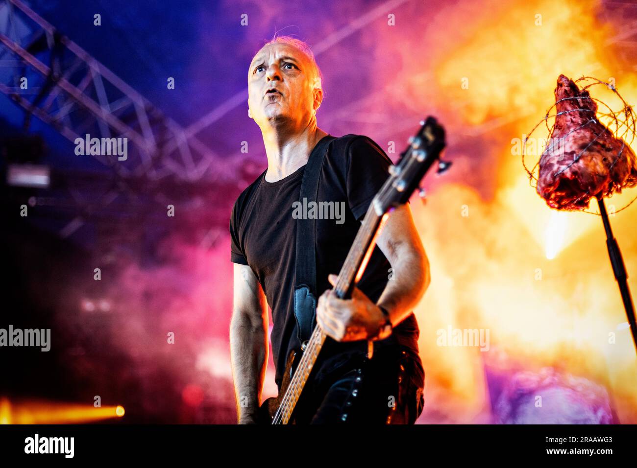 Oslo, Norvège. 22nd, juin 2023. Le groupe norvégien de Black Metal Mayhem joue un concert lors du festival de musique norvégien tonnes of Rock 2023 à Oslo. Ici, le bassiste Necroboucher est vu en direct sur scène. (Crédit photo: Gonzales photo - Terje Dokken). Banque D'Images