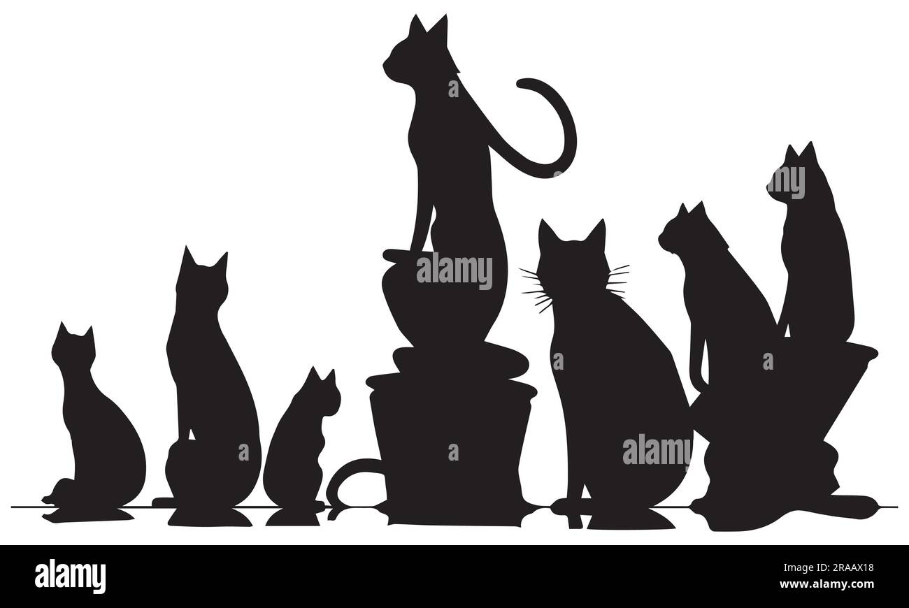 Ensemble d'illustrations vectorielles de chat silhouette Illustration de Vecteur