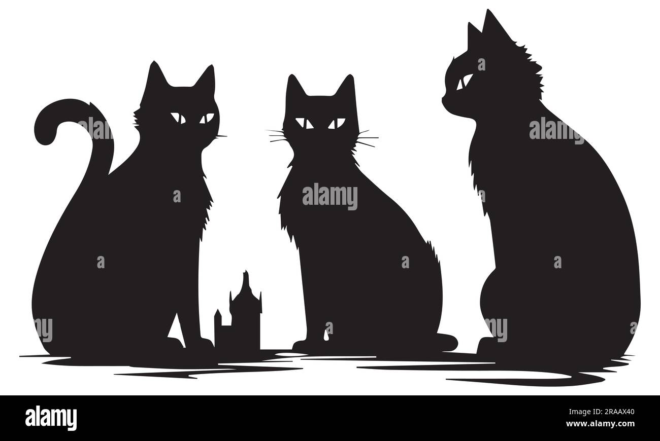 Un ensemble de silhouette joli chat illustration vectorielle Illustration de Vecteur