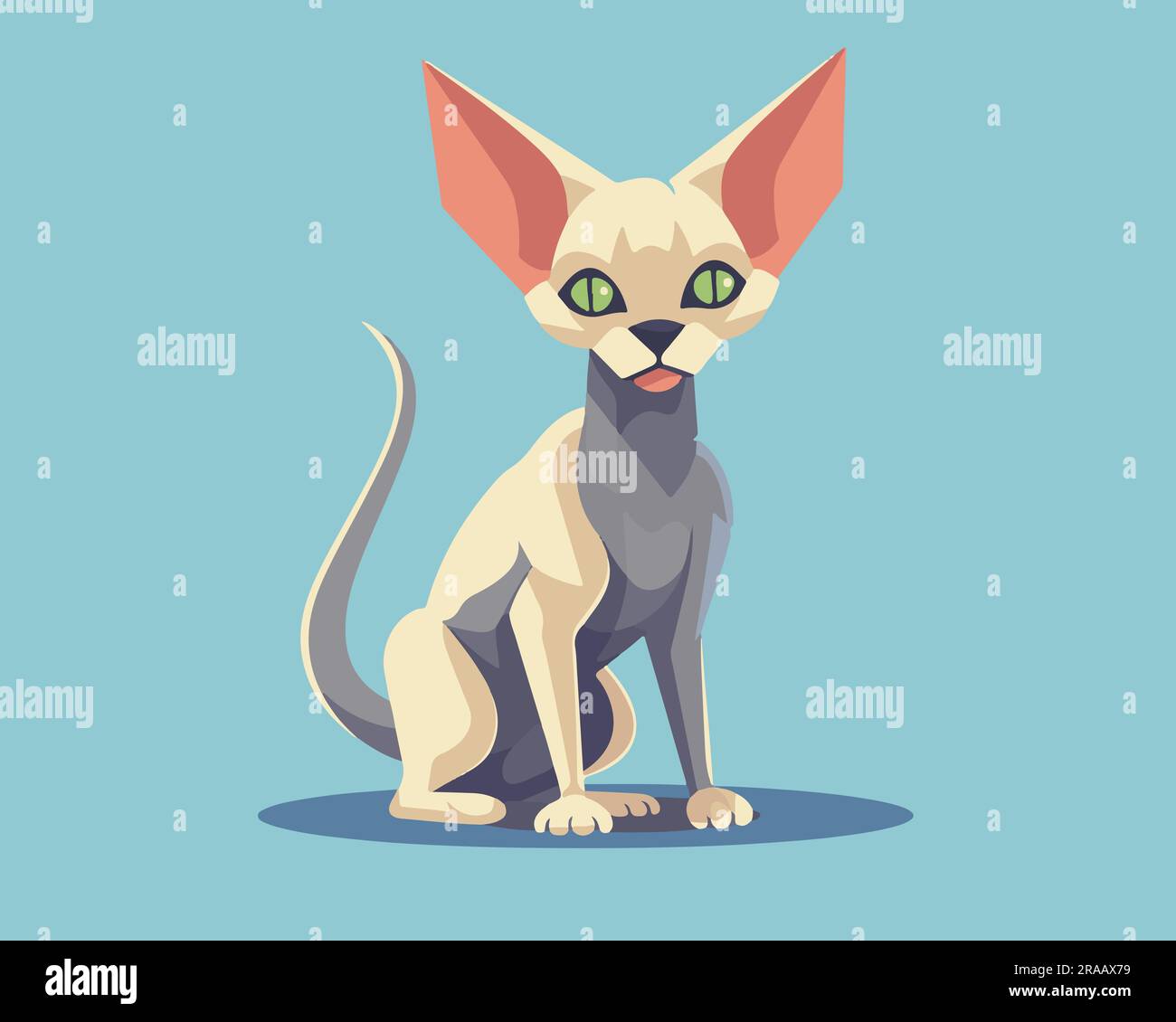 Illustration vectorielle plate d'un chat créatif assis au sol Illustration de Vecteur