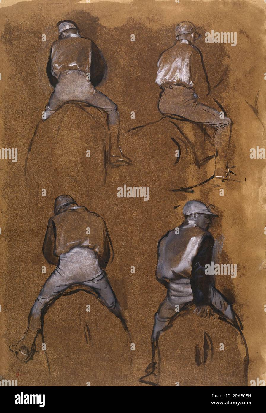 Quatre études d'un jockey. Edgar Degas. 1866. Banque D'Images