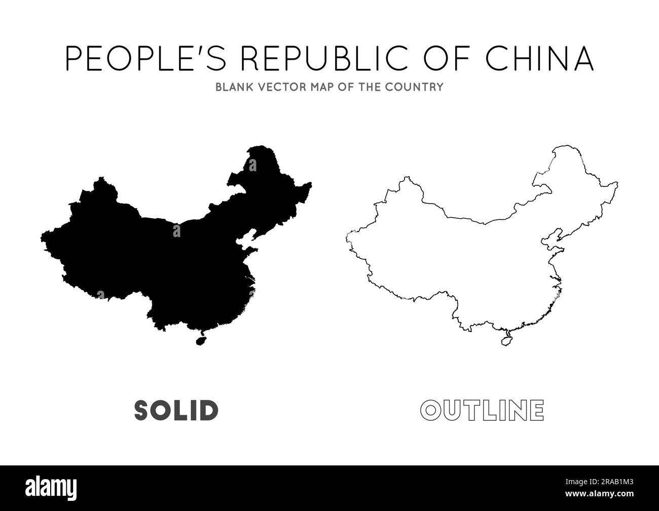 Carte de la Chine. Carte vectorielle vierge du pays. Frontières de la Chine pour votre infographie. Illustration vectorielle. Illustration de Vecteur