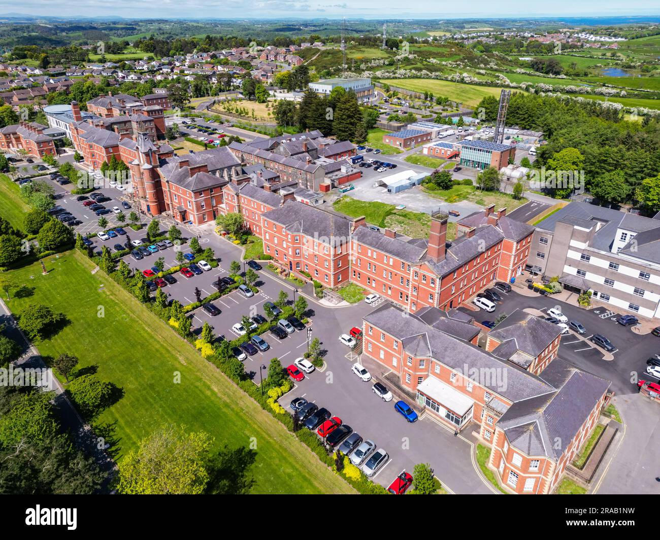 Photo aérienne de l'ancien hôpital de Downshire, Downpatrick, Irlande du Nord Banque D'Images