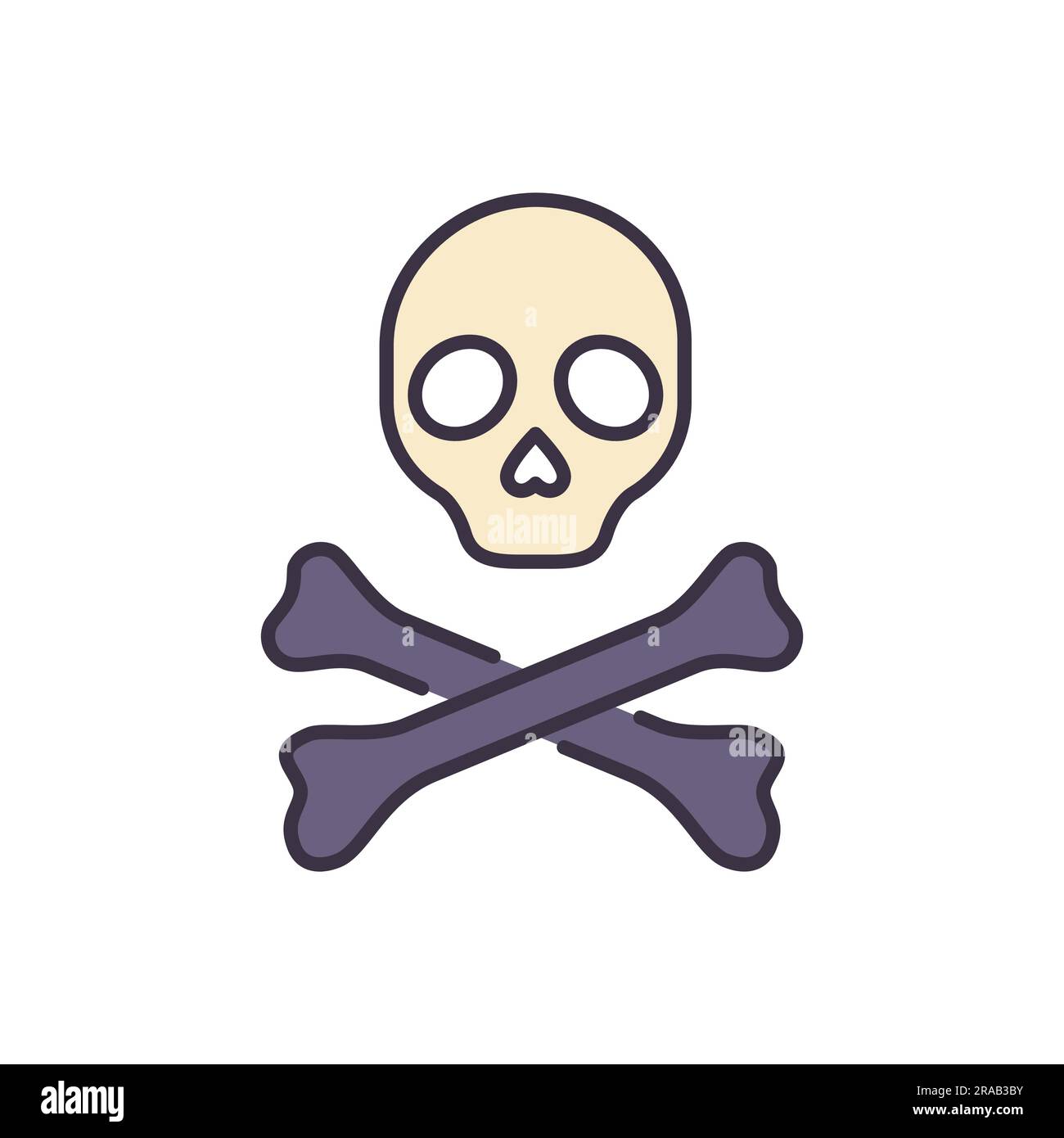 Icône vecteur associé au crâne et aux os. Symbole de la mort et des pirates. Signe du crâne et des os. Isolé sur fond blanc. Illustration vectorielle modifiable Illustration de Vecteur