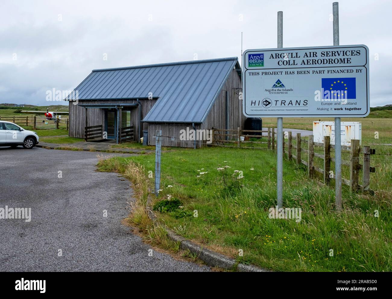 Argyll air services, aérodrome de Coll, île de Coll, Écosse. Banque D'Images