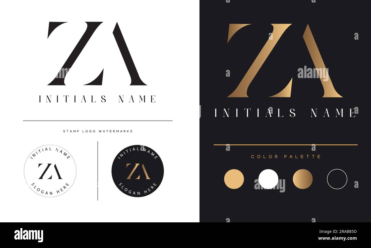 Luxe ZA ou AZ Monogramme initial texte lettre logo Design Illustration de Vecteur