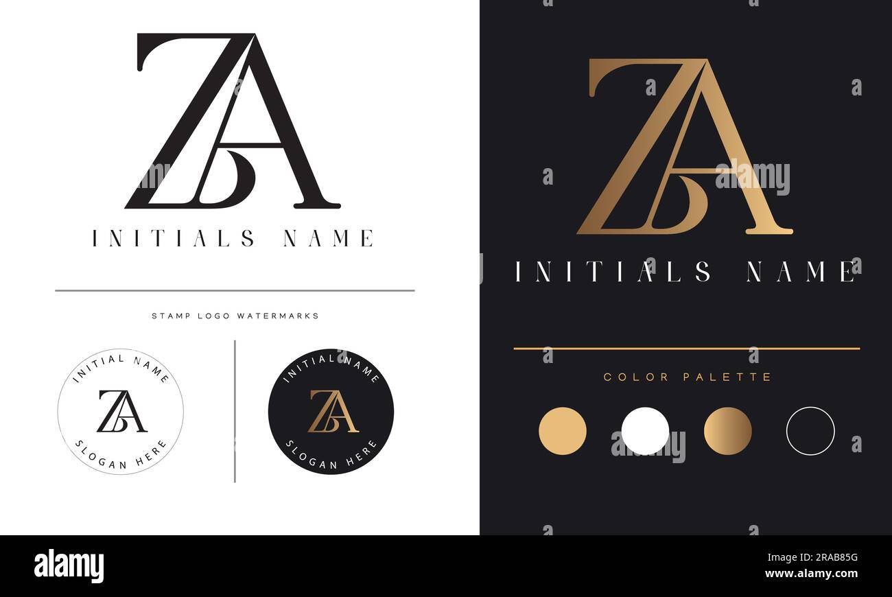 Luxe ZA ou AZ Monogramme initial texte lettre logo Design Illustration de Vecteur