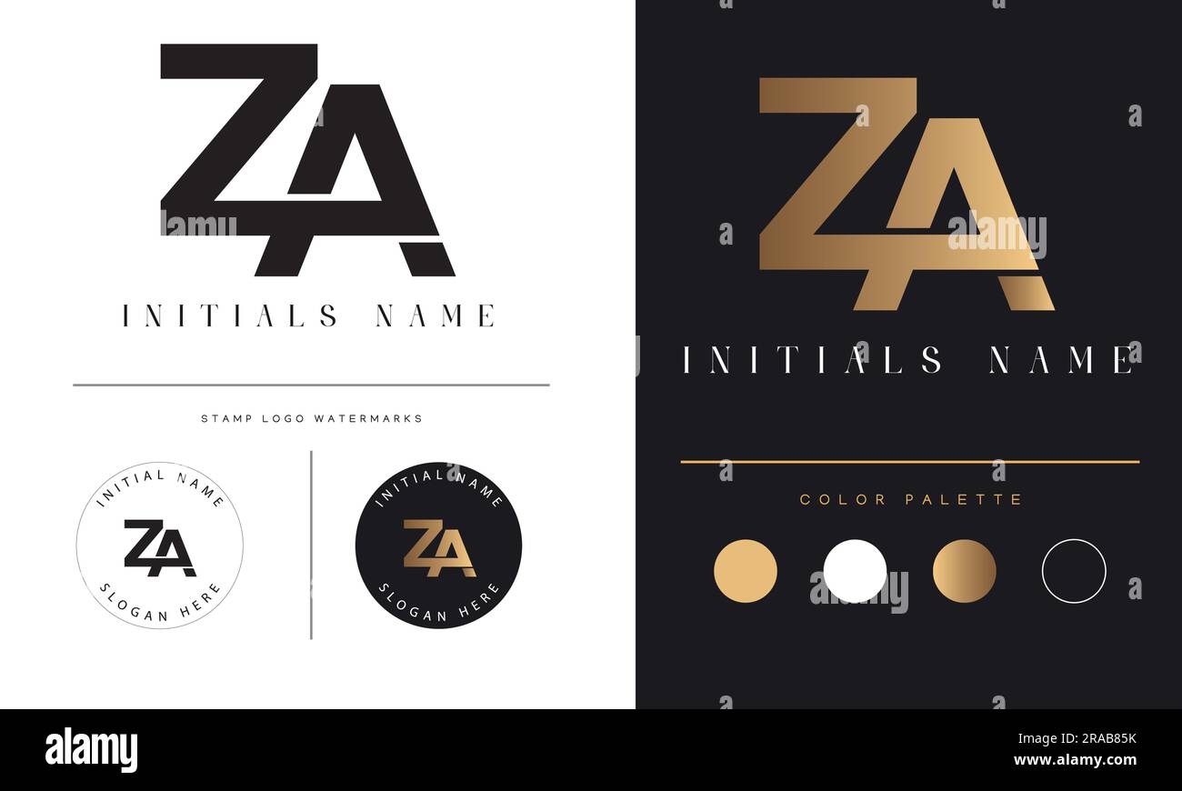 Luxe ZA ou AZ Monogramme initial texte lettre logo Design Illustration de Vecteur