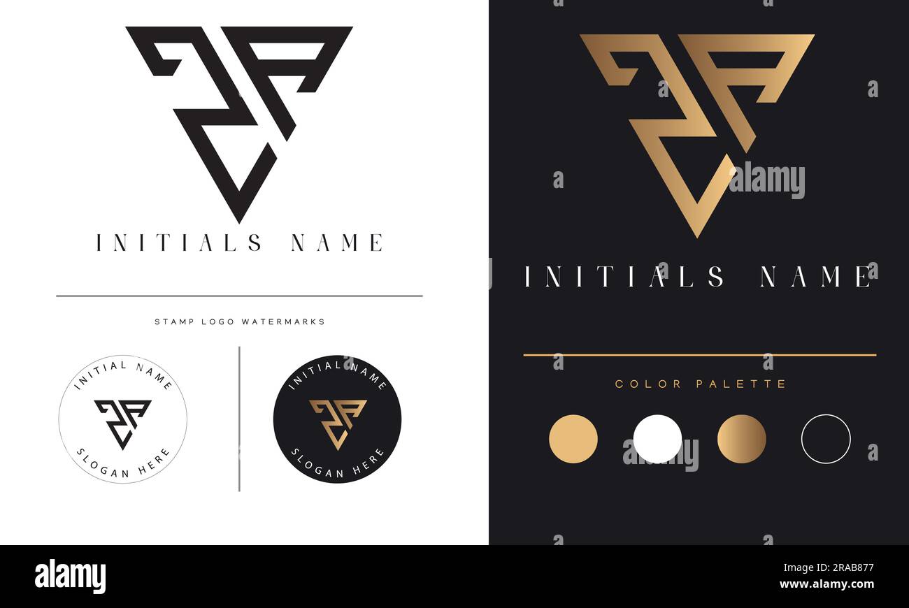 Luxe ZA ou AZ Monogramme initial texte lettre logo Design Illustration de Vecteur