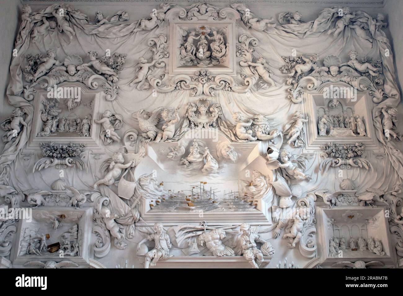 L'intérieur baroque en stuc de l'Oratorio del Rosario di Santa Cita - Oratoire du Rosaire de Santa Cita - Palerme, Sicile Banque D'Images