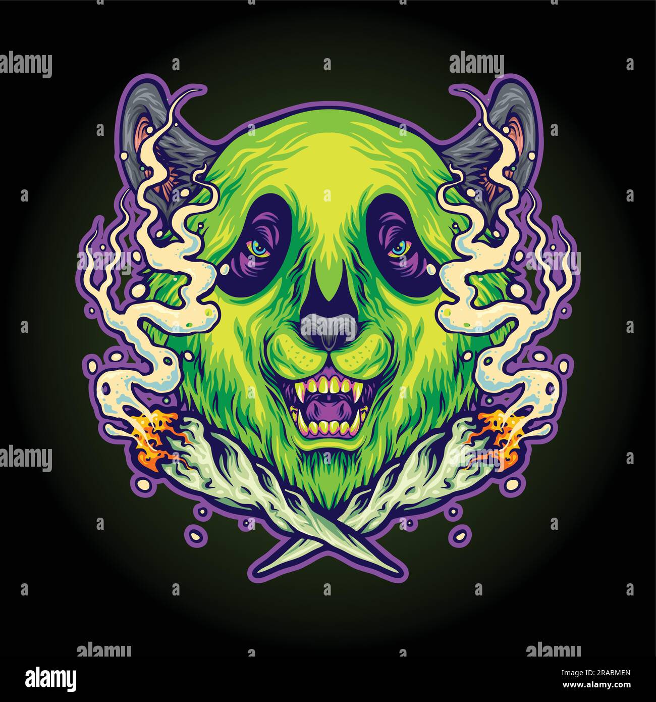 Panda OG Weed strain fumant Weed joint illustrations vectorielles pour votre logo de travail, t-shirt de marchandise, autocollants et dessins d'étiquettes, affiche. Illustration de Vecteur