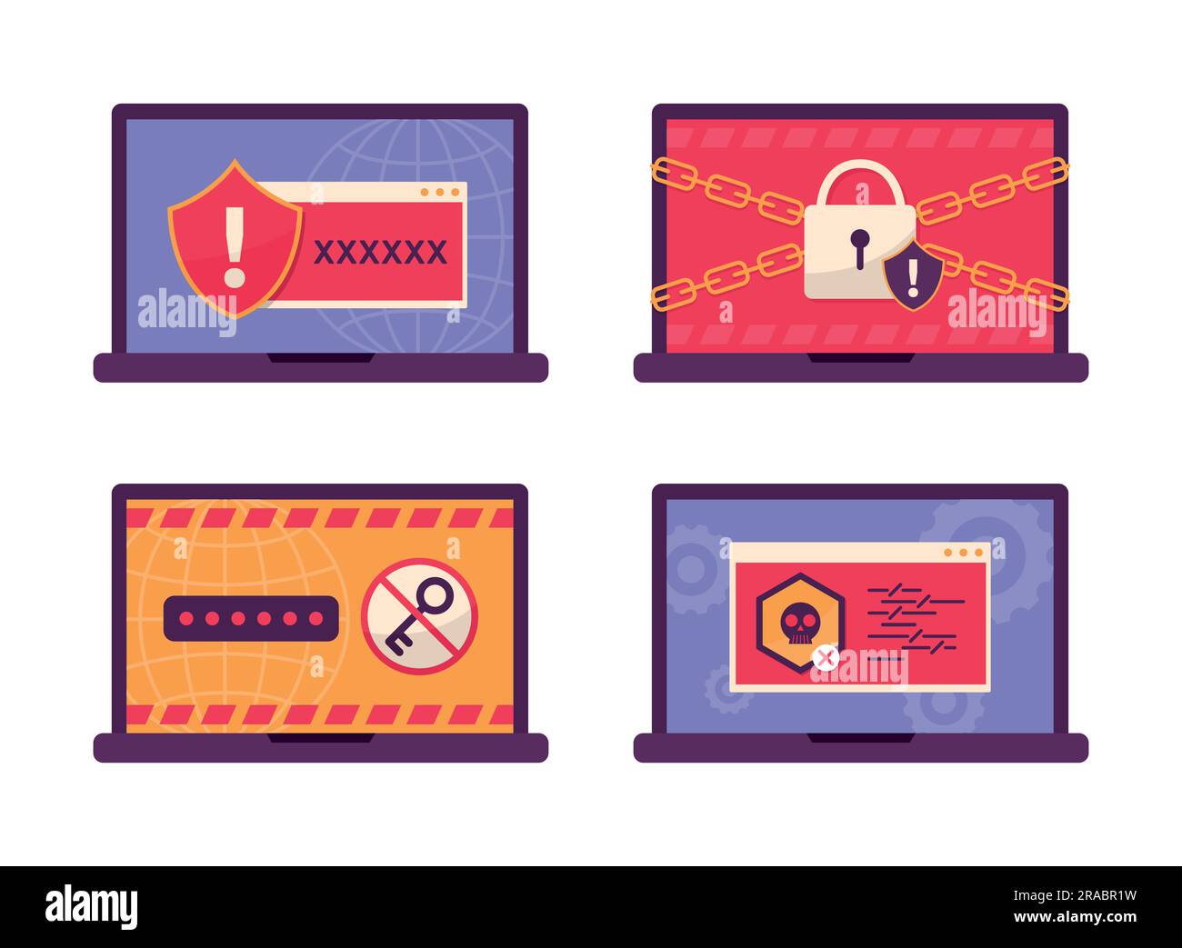 Ordinateurs portables System Error Warning virus attaqué pour Cyber crime concept Illustration Illustration de Vecteur