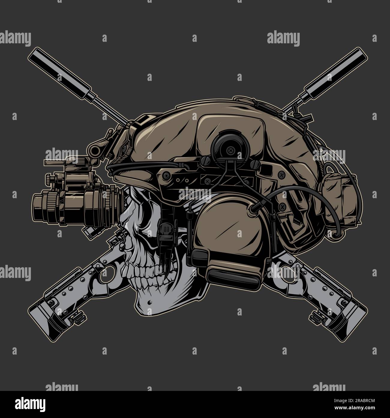 traverse un soldat du crâne et des pistolets awm Illustration de Vecteur