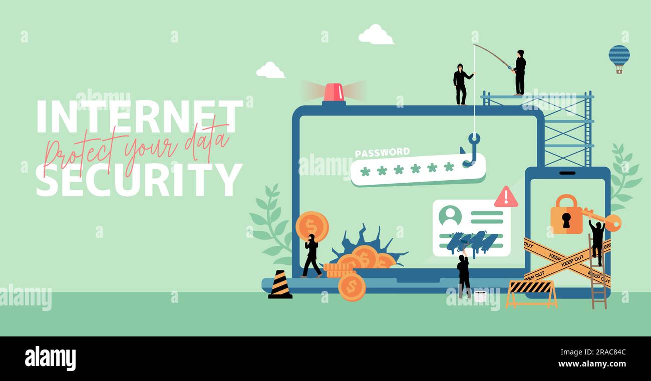 Illustration de la bannière vectorielle de la cybercriminalité ( sécurité Internet ) Illustration de Vecteur