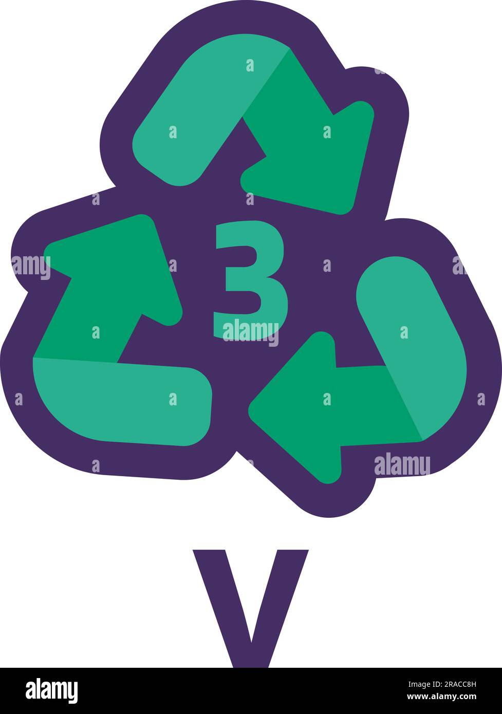 Avis V code de recyclage 3 pour le marquage des produits industriels. Code de recyclage pour l'emballage en polyéthylène. Informer le consommateur des propriétés de paquet et de chemi Illustration de Vecteur