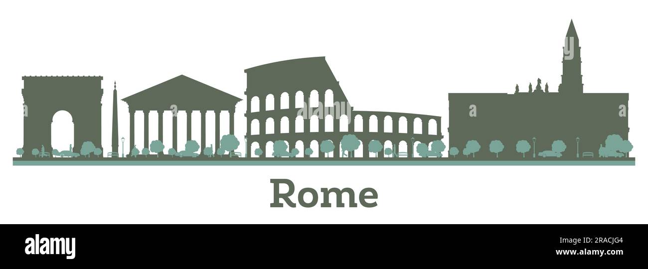 Abstrait Rome Italie horizon de la ville avec des points de repère en couleur. Illustration vectorielle. Concept de voyage d'affaires et de tourisme avec bâtiments historiques. Illustration de Vecteur