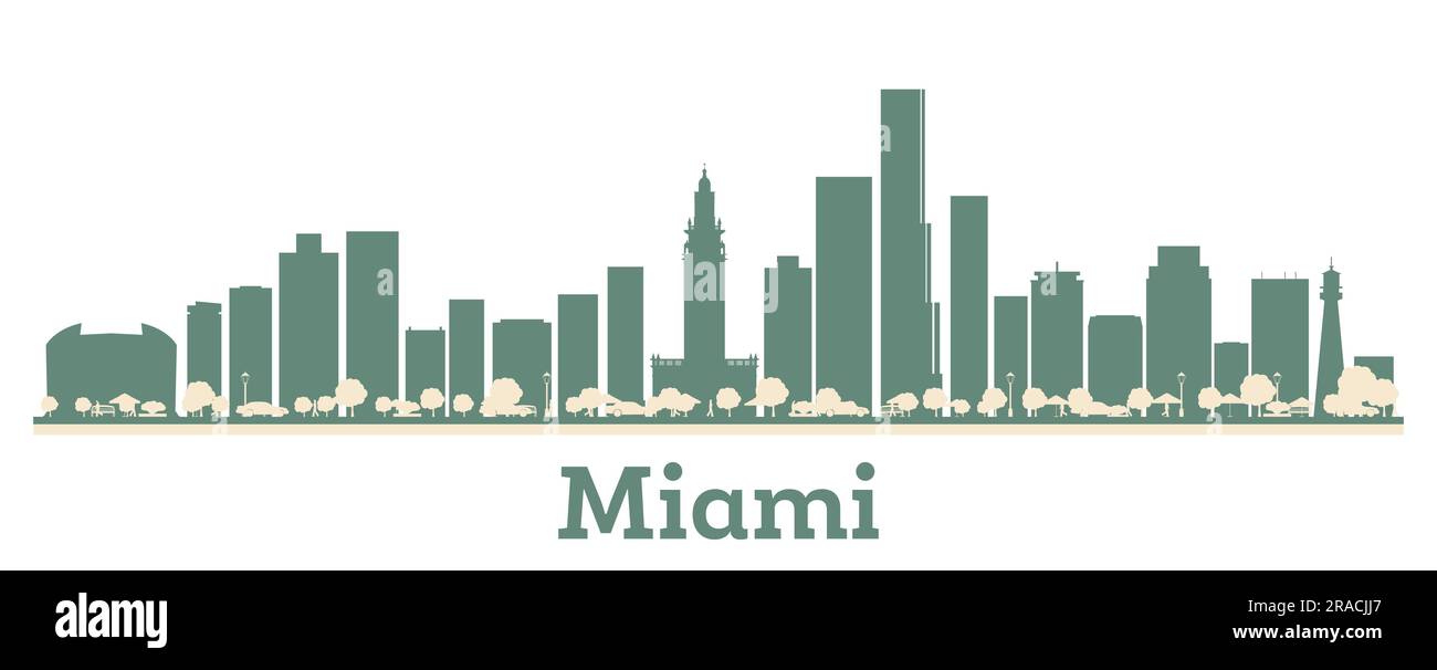 Résumé Miami USA City Skyline avec des bâtiments de couleur. Illustration vectorielle. Voyages d'affaires et tourisme concept avec architecture moderne. Illustration de Vecteur