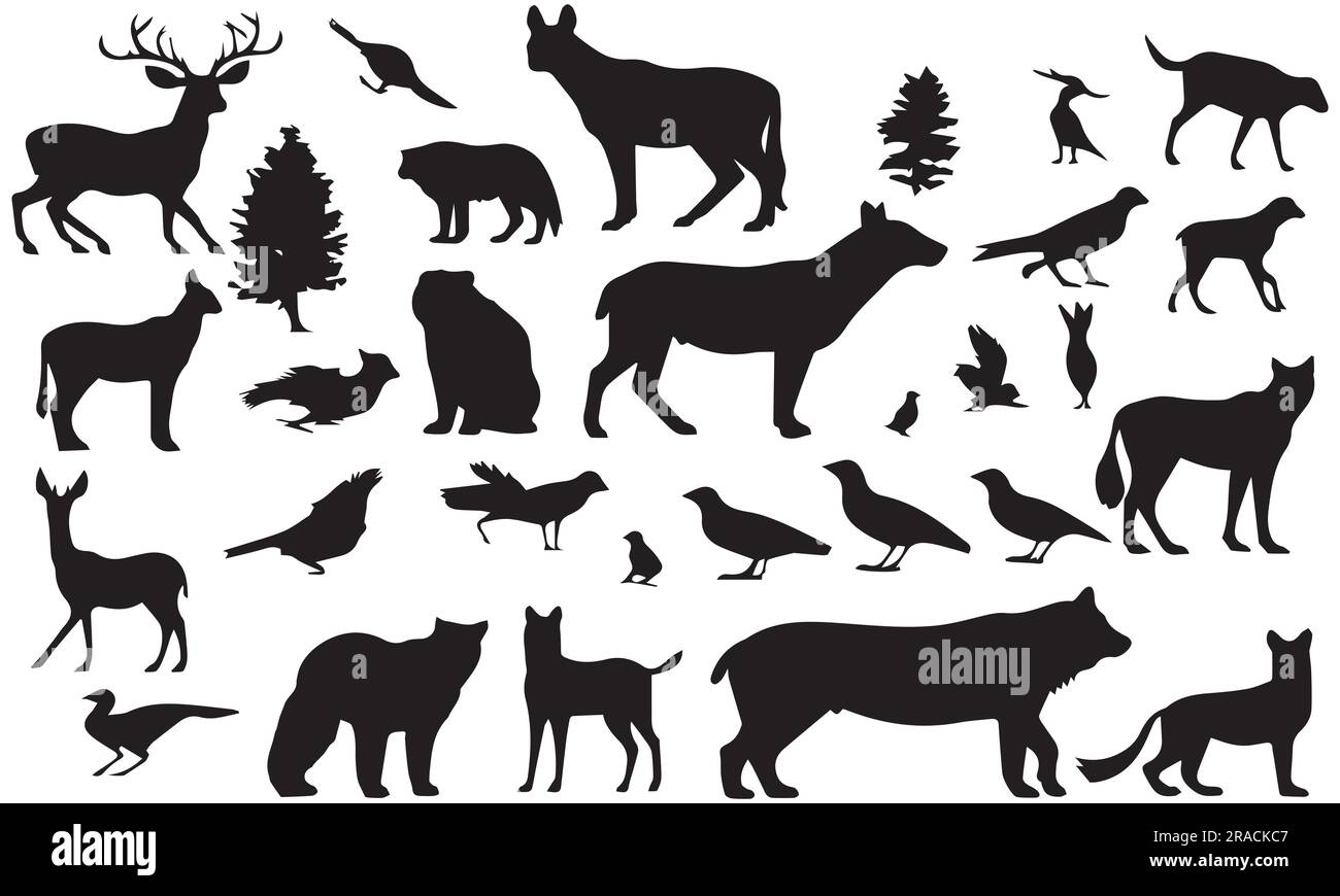 Ensemble d'illustrations vectorielles Silhouette Animal Illustration de Vecteur
