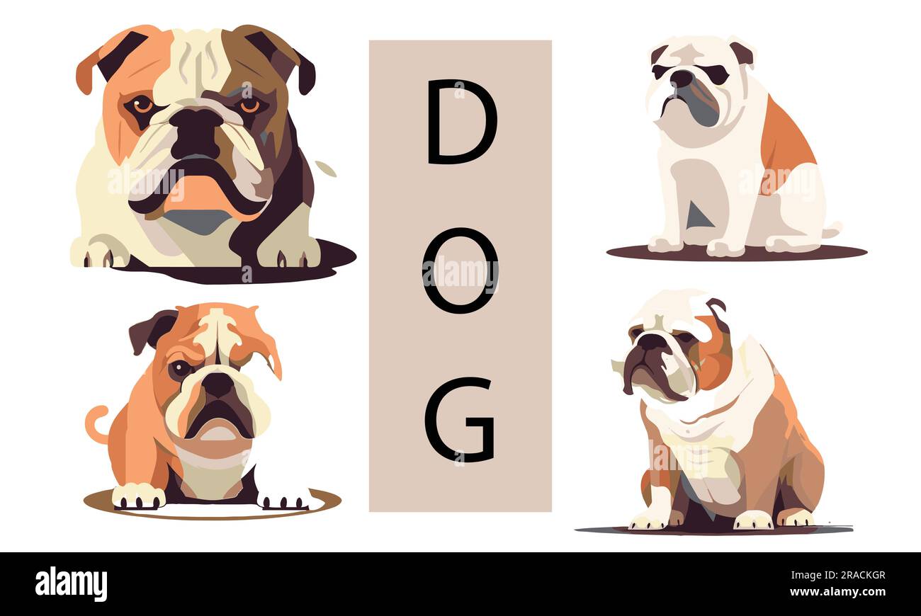 Ensemble d'illustrations vectorielles plates Angry Dog Illustration de Vecteur