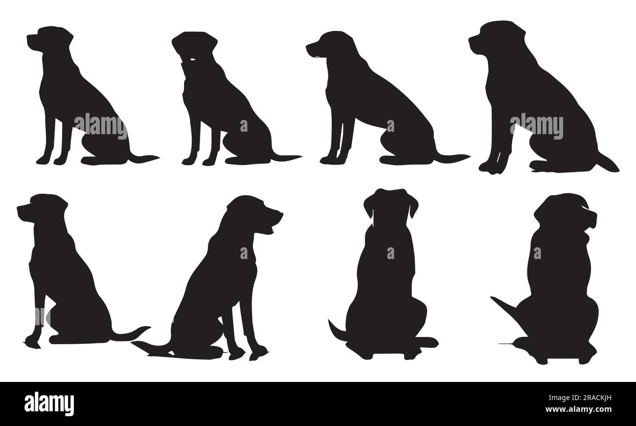 Ensemble d'illustrations vectorielles pour chiens noirs Illustration de Vecteur