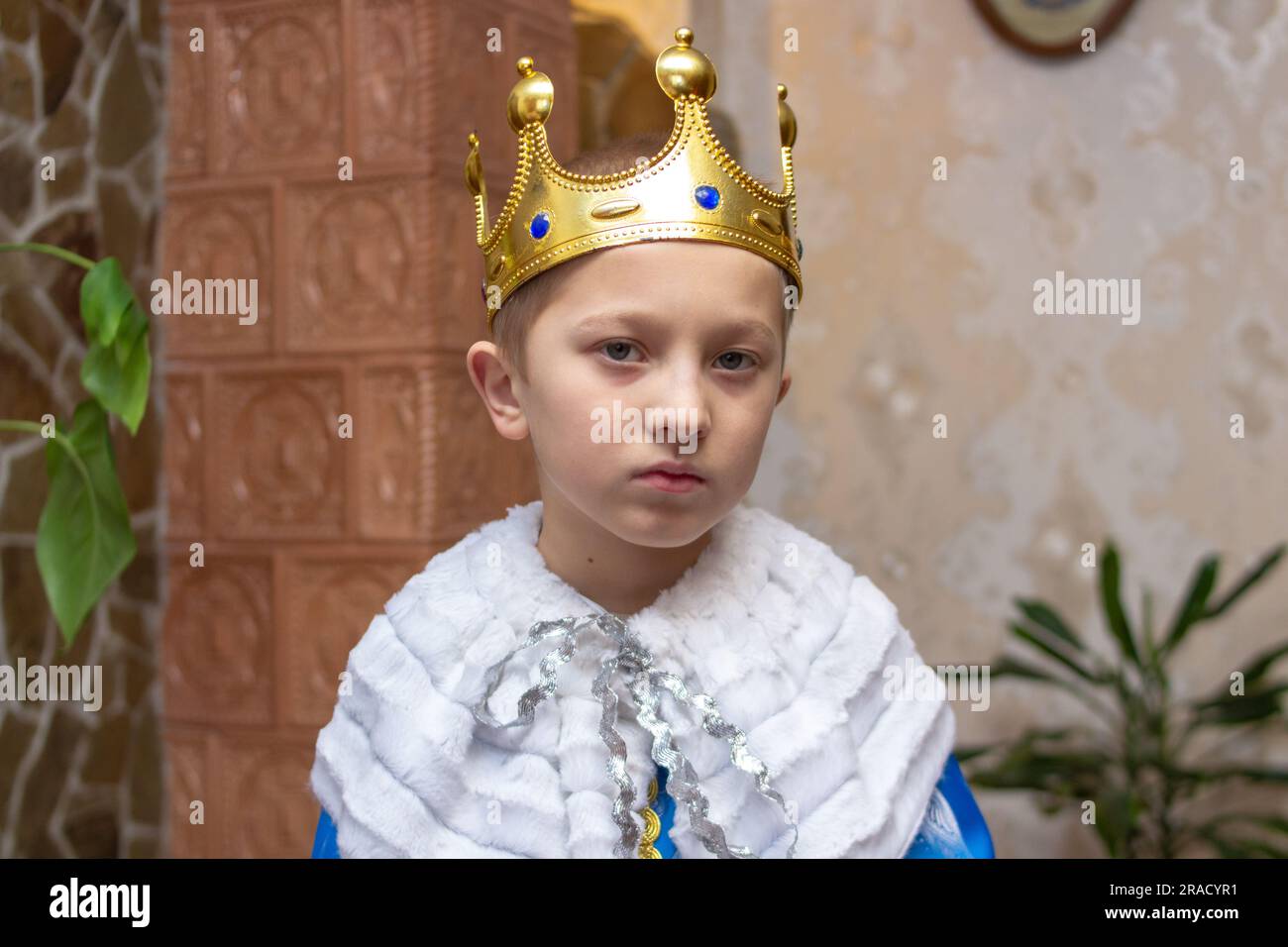 garçon en costume de carnaval roi Banque D'Images