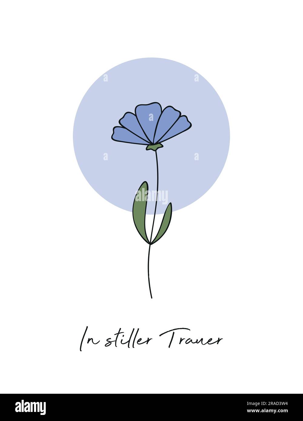 carte de condoléances avec contour de fleur en deuil silencieux Illustration de Vecteur