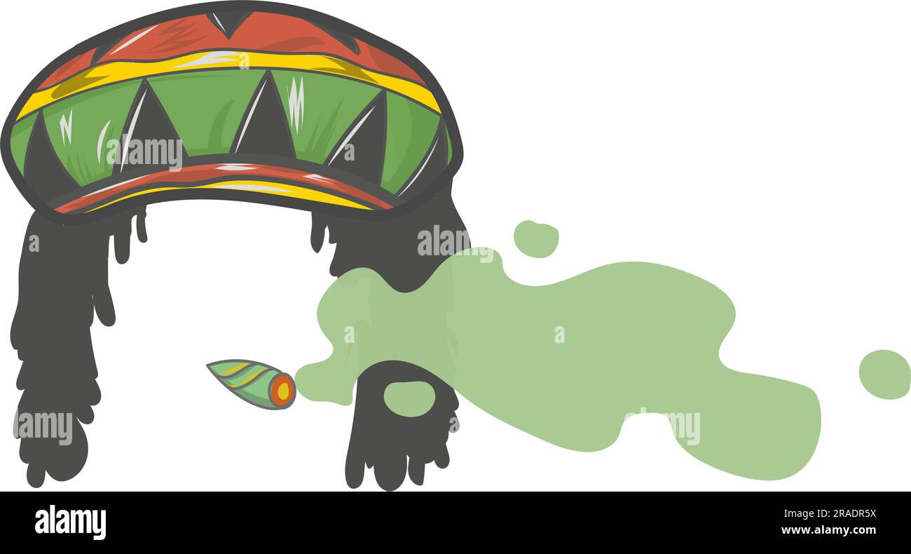 Chapeau rasta jamaïcain avec dreadlocks. Avatar de style reggae Illustration de Vecteur