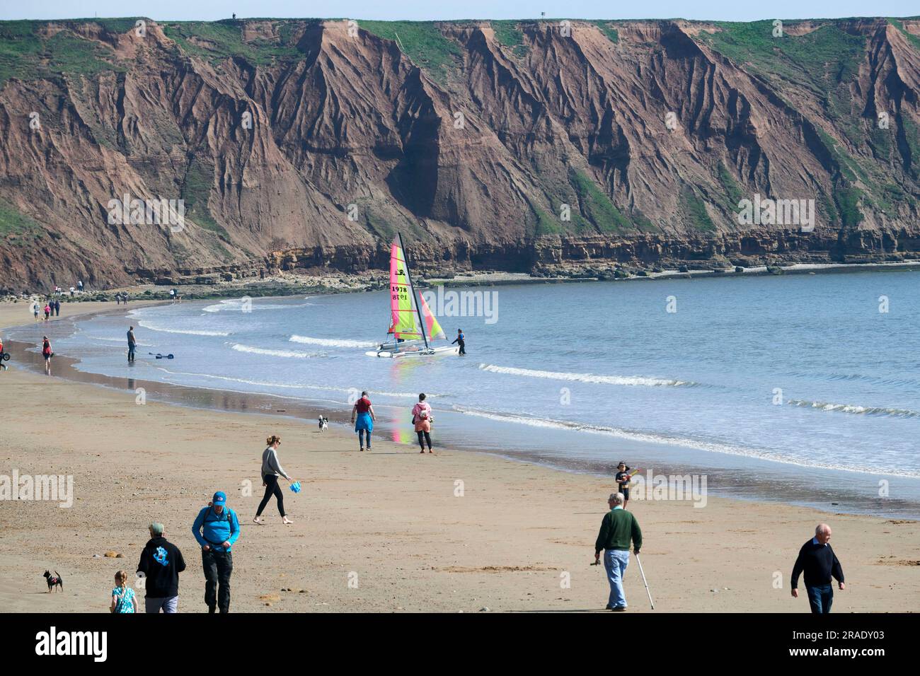 Excursions d'une journée sur la plage de Filey Brigg, , Yorkshire East Coast, nord de l'Angleterre, Royaume-Uni Banque D'Images