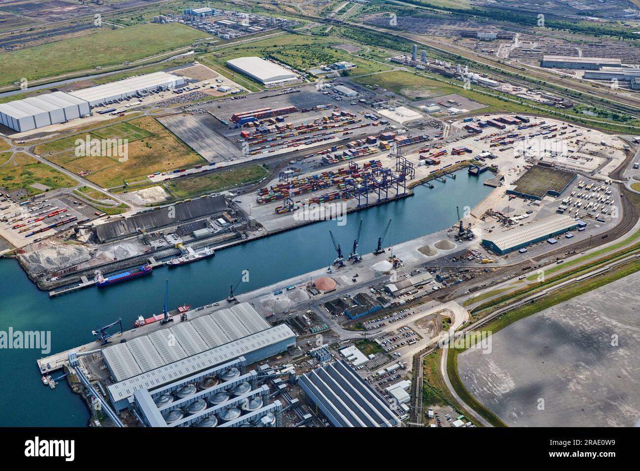 Une photographie aérienne de Teesport, Tees estuaire, Teeside, Middlesbrough, nord-est de l'Angleterre, ROYAUME-UNI Banque D'Images