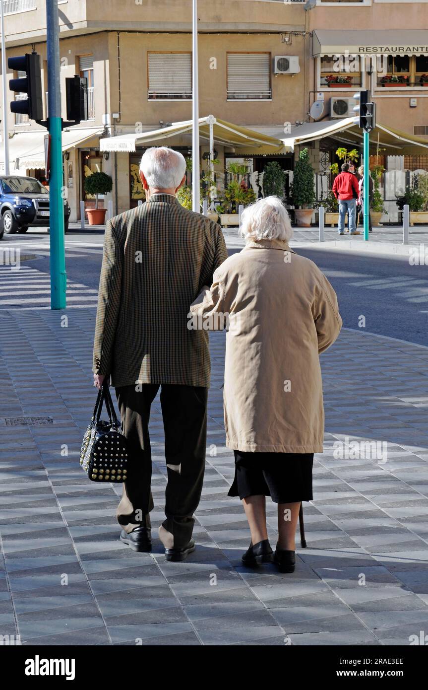 Vieux couple, Elche, Valencia, Costa Blanca, Espagne, ELX Banque D'Images