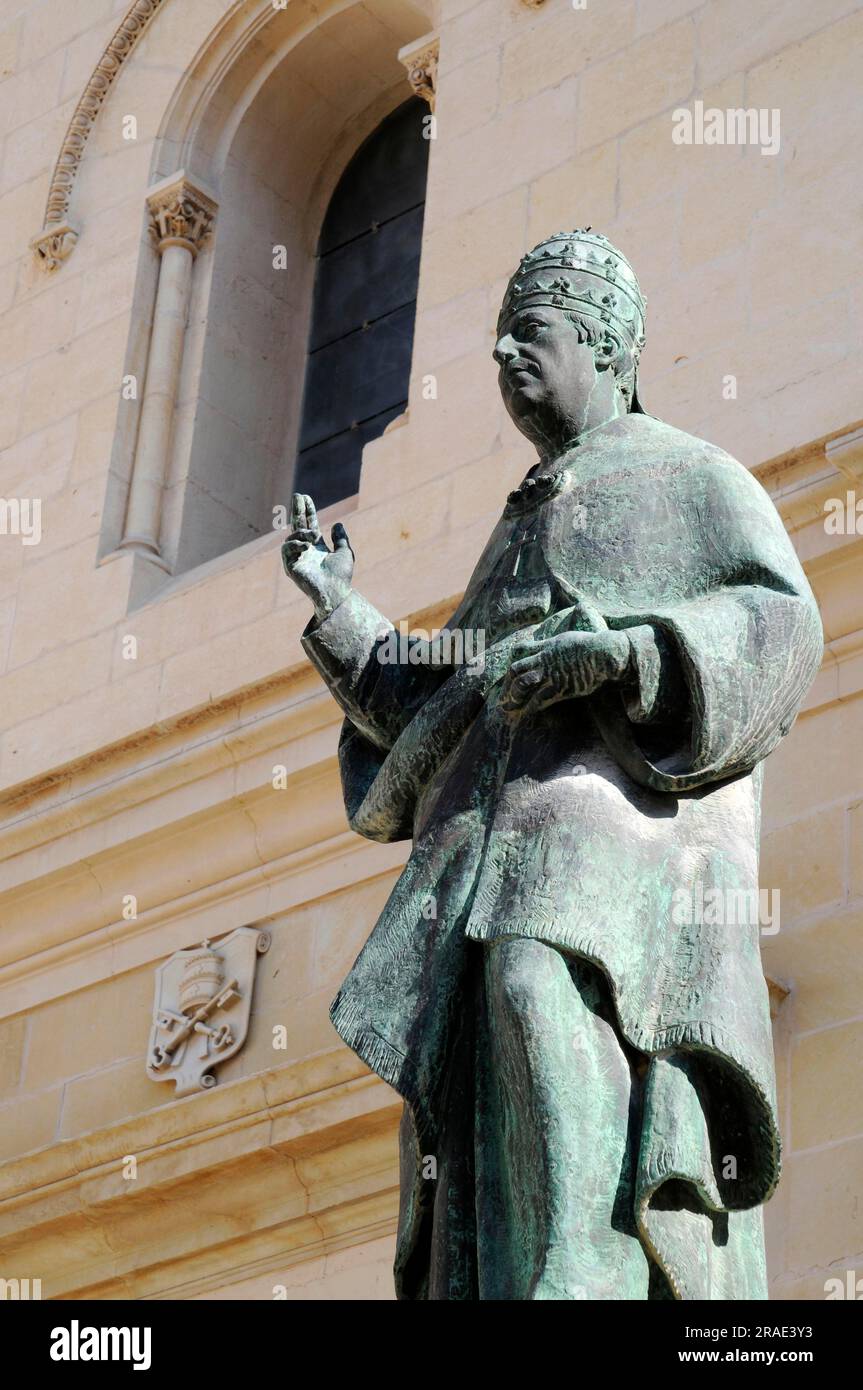 Statue du pape Alexandre VI, Basilique de Santa Maria, la Seu, Xativa, Valence, Espagne Banque D'Images