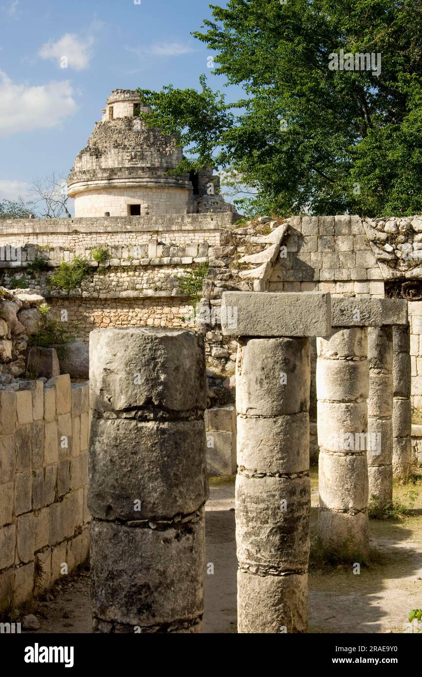 El Caracol, la Tour de l'escargot, Observatoire, Chichen Itza, Yucatan, Mexique Banque D'Images