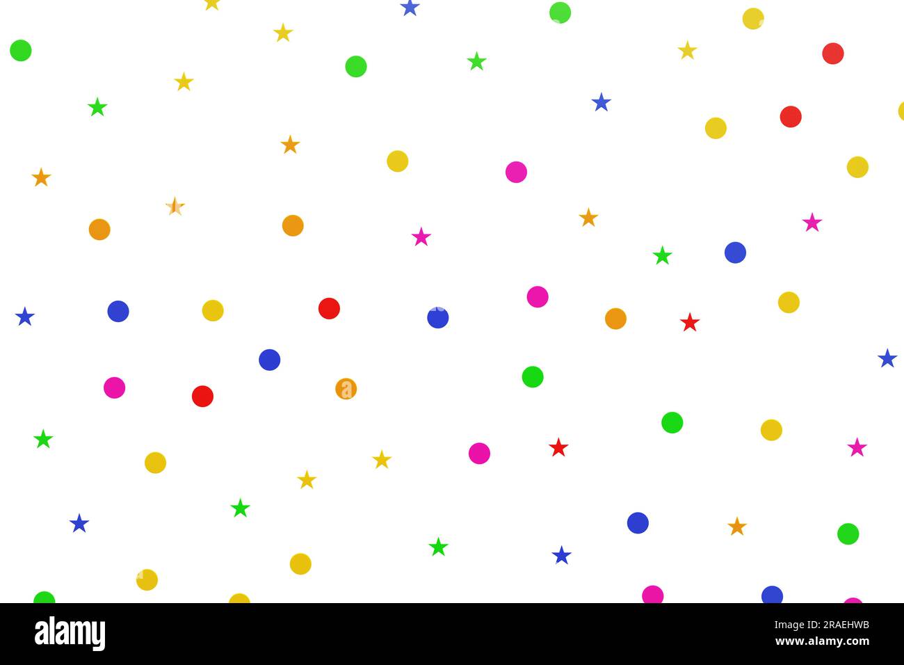 Confettis colorés d'étoiles et de cercles sur un fond blanc isolé. 3d rendu Banque D'Images