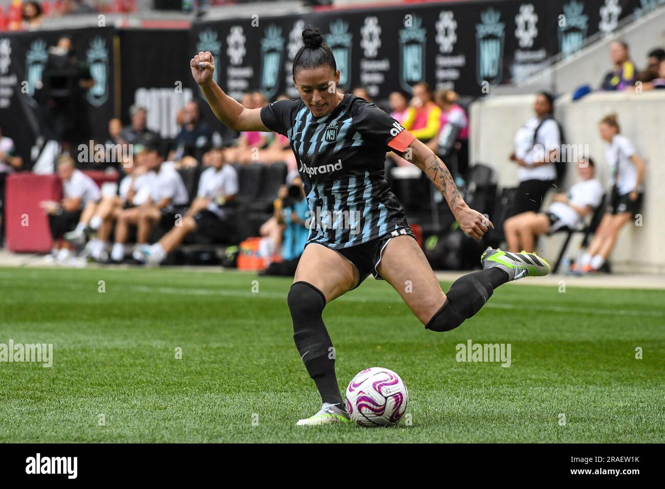 Harrison, États-Unis. 02nd juillet 2023. Harrison, New Jersey, 2 juillet 2023 : Ali Krieger (11 Gotham FC) lors du match de la Ligue nationale de football des femmes entre Gotham FC et Angel City FC à la Red Bull Arena de Harrison, États-Unis (USAGE ÉDITORIAL UNIQUEMENT). (Rebekah Wynkoop/SPP) crédit: SPP Sport Press photo. /Alamy Live News Banque D'Images